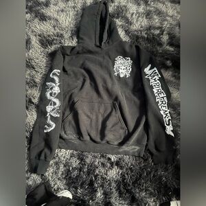 Black Graphic Hoodie with Snake Design